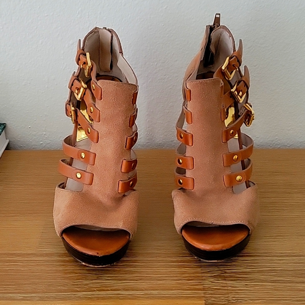 Michael Kors, 6.5, Tan, 5 inch platform heals,